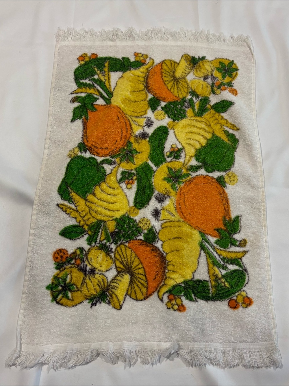 Vtg 70's Mushroom Cannon Kitchen Hand Towel Dish USA Cotton Terry Cloth MCM